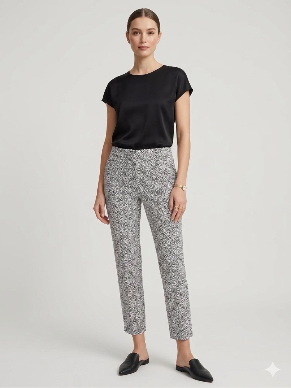 Club Monaco Remi Black & White Abstract Print Cropped Ankle Pants Size 6